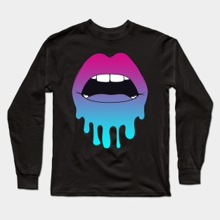 Vaporwave Dripping Lips Open Mouth Long Sleeve T-Shirt